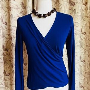 Ralph Lauren Royal Blue Wrap Blouse